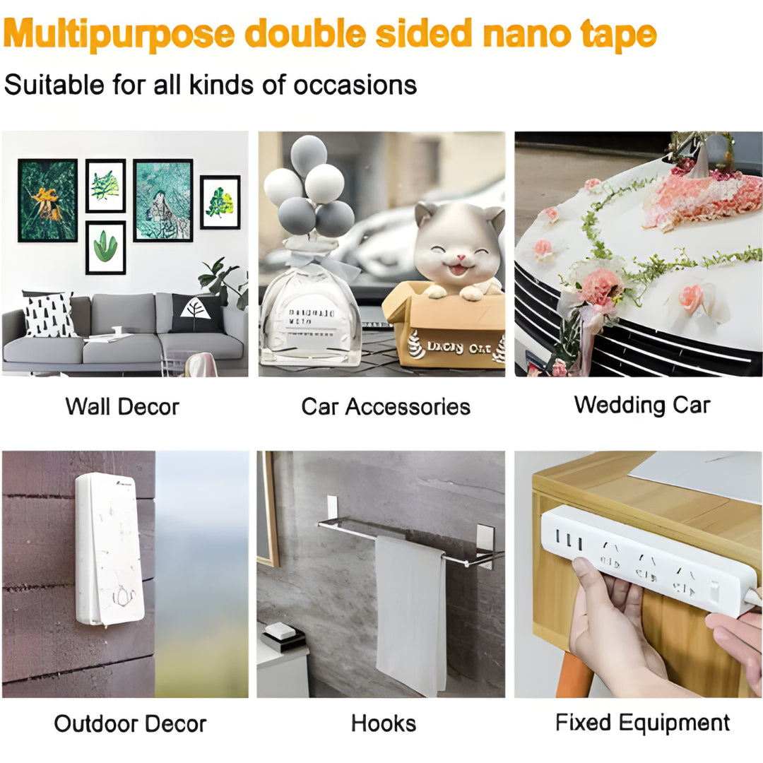 Nano Double-Sided Adhesive Tape – Transparent Reusable Strong Grip Tape for Home & Office Use