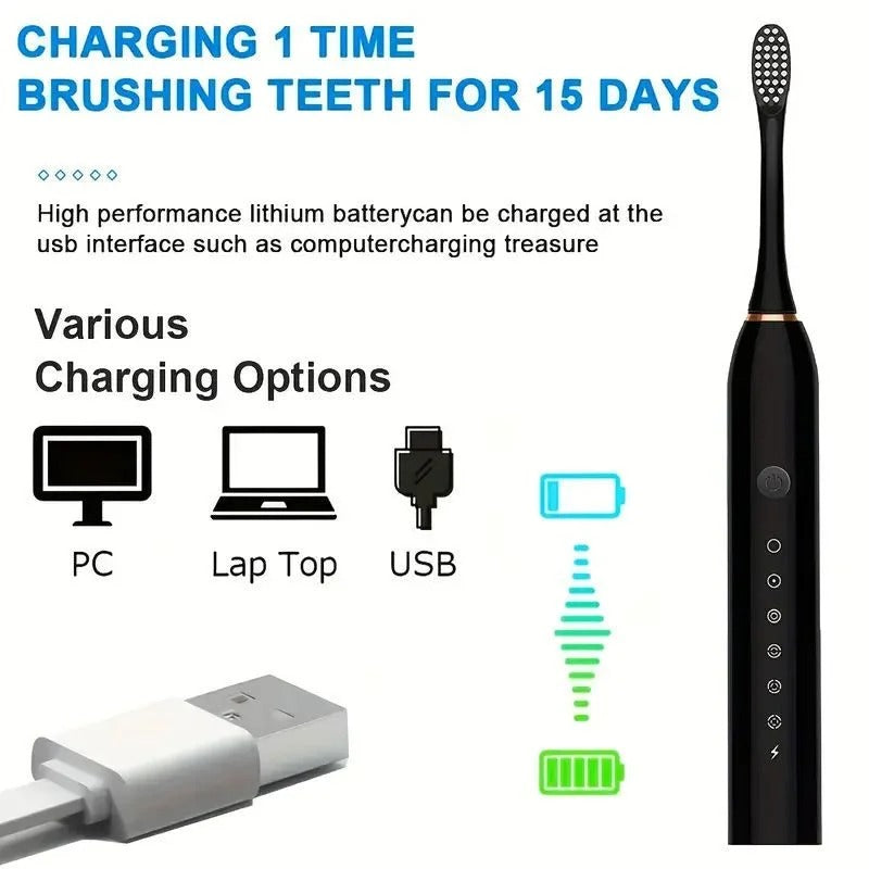 X-3 Electric Toothbrush with 4 Replacement Brush Heads - Free Shipping