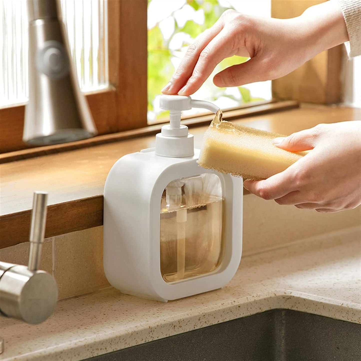 Refillable Liquid Soap Dispenser Pump Bottle - Modern Countertop Hand Wash & Dish Soap Container