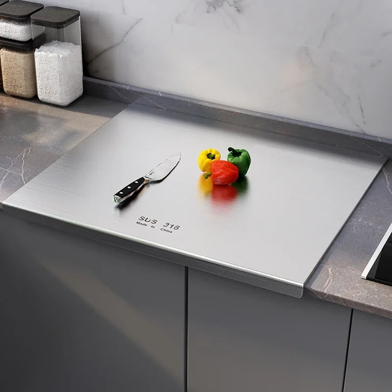 Stainless Steel Cutting Board – Double-Sided Heavy Duty Chopping Board for Meat, Vegetables & Kitchen Food Preparation