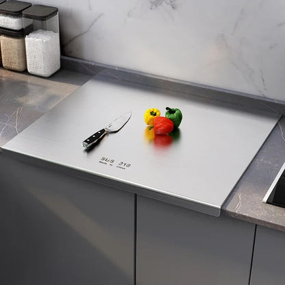 Stainless Steel Cutting Board – Double-Sided Heavy Duty Chopping Board for Meat, Vegetables & Kitchen Food Preparation