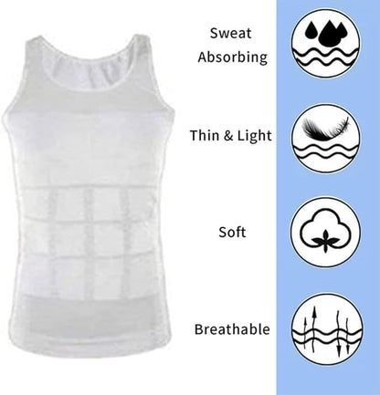 Men’s Compression Body Shaper Vest – Slim Fit Stretchable Undershirt for Everyday Wear & Layering