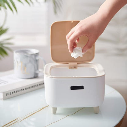 Mini Desktop Dustbin – Compact Table Trash Can with Flip Lid