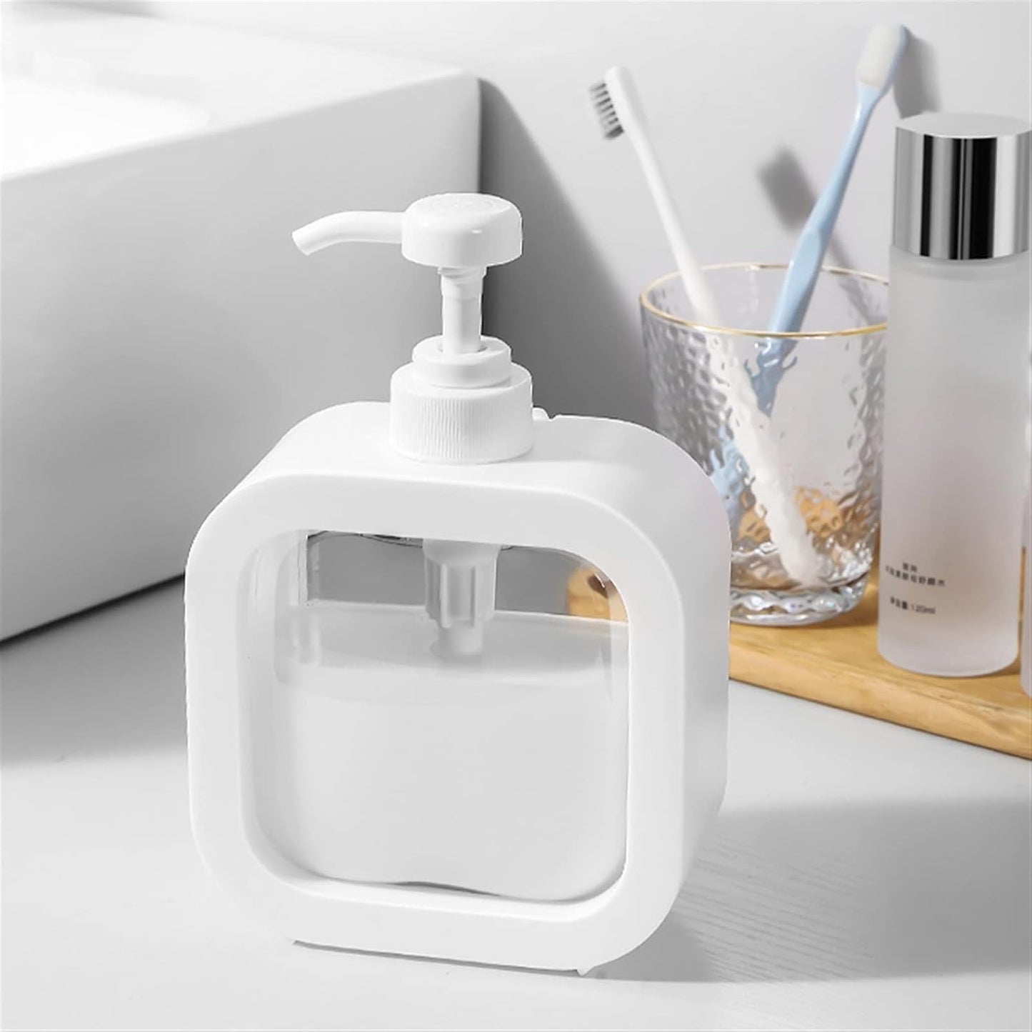 Refillable Liquid Soap Dispenser Pump Bottle - Modern Countertop Hand Wash & Dish Soap Container