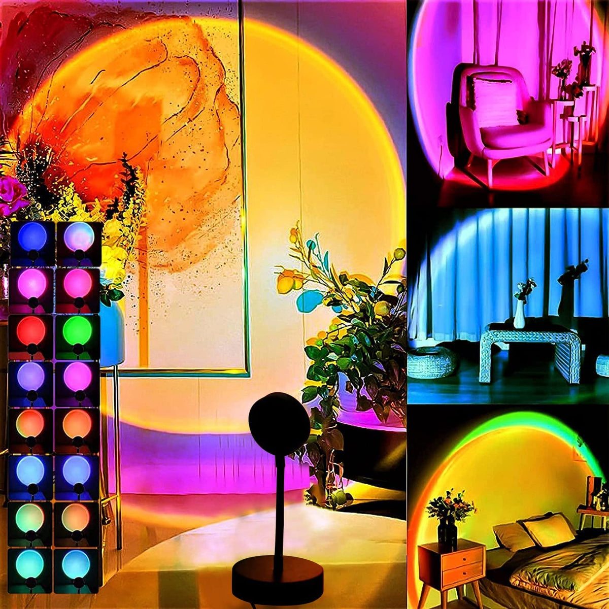 2-in-1 Moon & Sunset Lamp Deal | 3D Crystal Moon Lamp + Sunset Projection Lamp