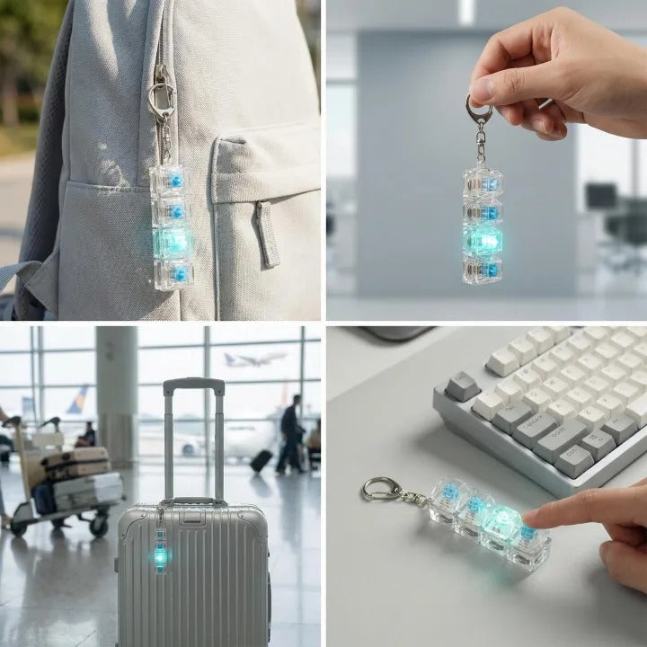 Mechanical Keyboard Switch Keychain – Clicky Stress Relief Fidget Keychain with 4 Mechanical Switches | Free Shipping