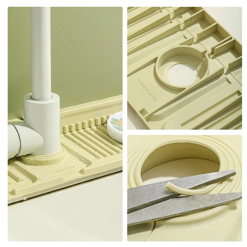 2-in-1 Silicone Faucet Mat & Kitchen Sink Splash Guard – Water-Resistant Countertop Protector
