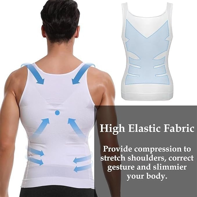 Men’s Compression Body Shaper Vest – Slim Fit Stretchable Undershirt for Everyday Wear & Layering
