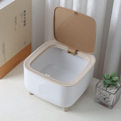 Mini Desktop Dustbin – Compact Table Trash Can with Flip Lid