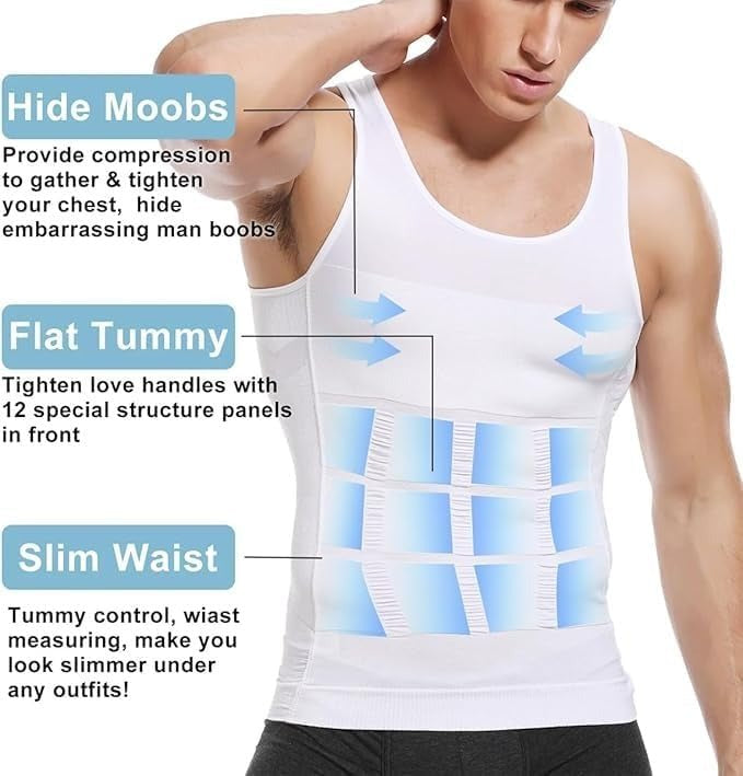 Men’s Compression Body Shaper Vest – Slim Fit Stretchable Undershirt for Everyday Wear & Layering
