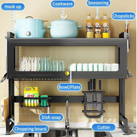 Multi-Functional Kitchen Sink Storage Rack – Over Sink Dish Drying Rack with Utensil Holder