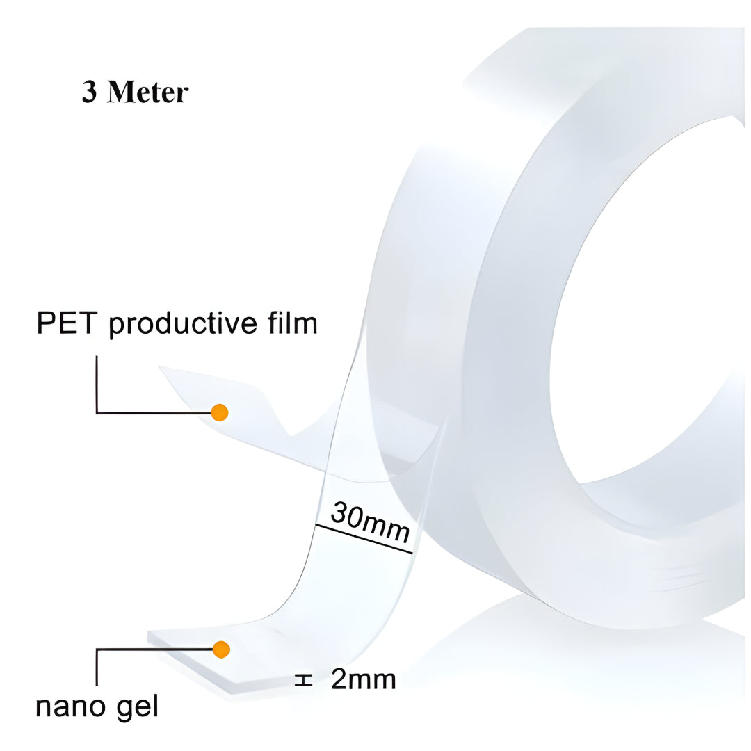 Nano Double-Sided Adhesive Tape – Transparent Reusable Strong Grip Tape for Home & Office Use