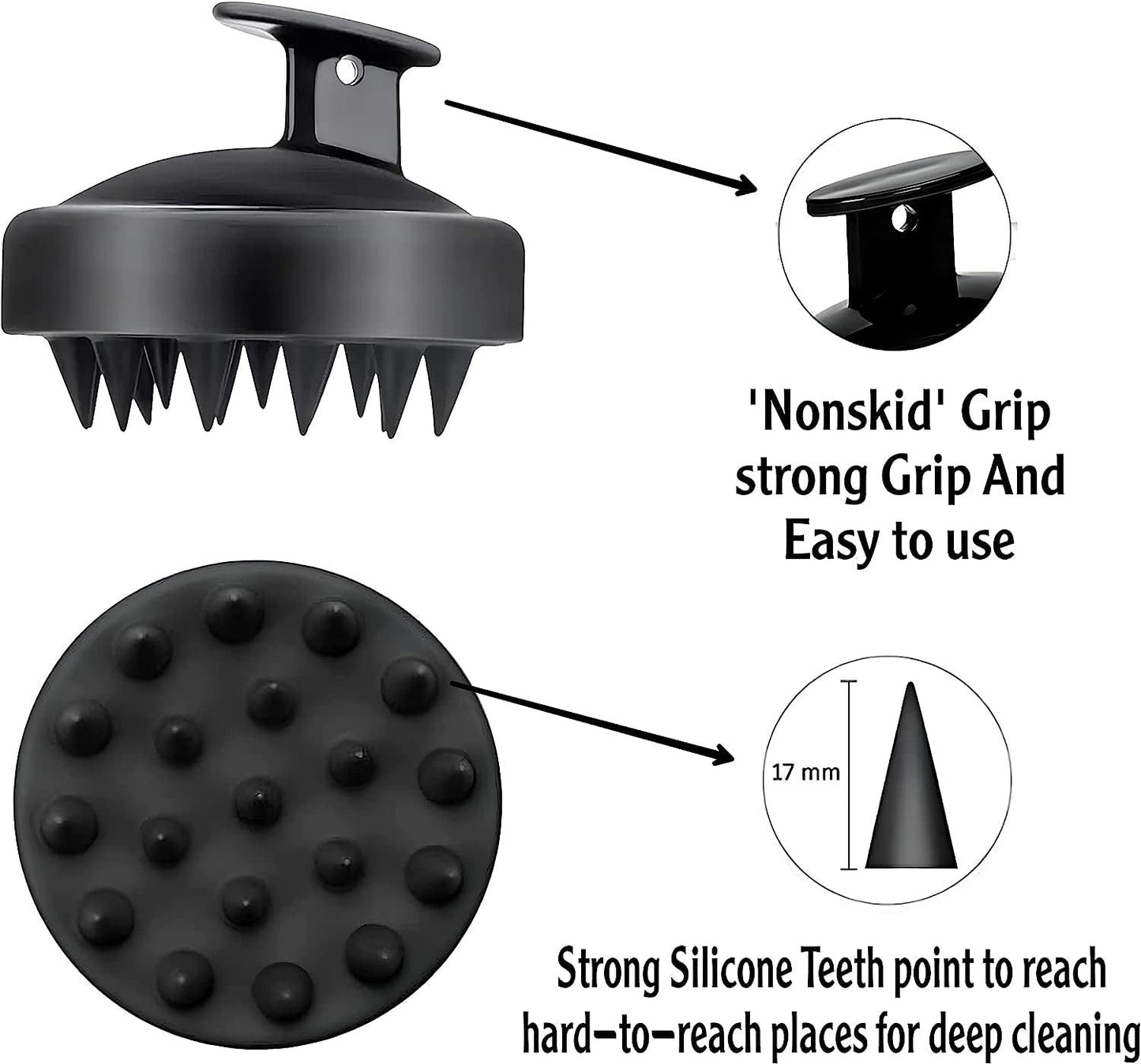 Silicone Scalp Massager Shampoo Brush – Waterproof Hair & Head Massage Scrubber