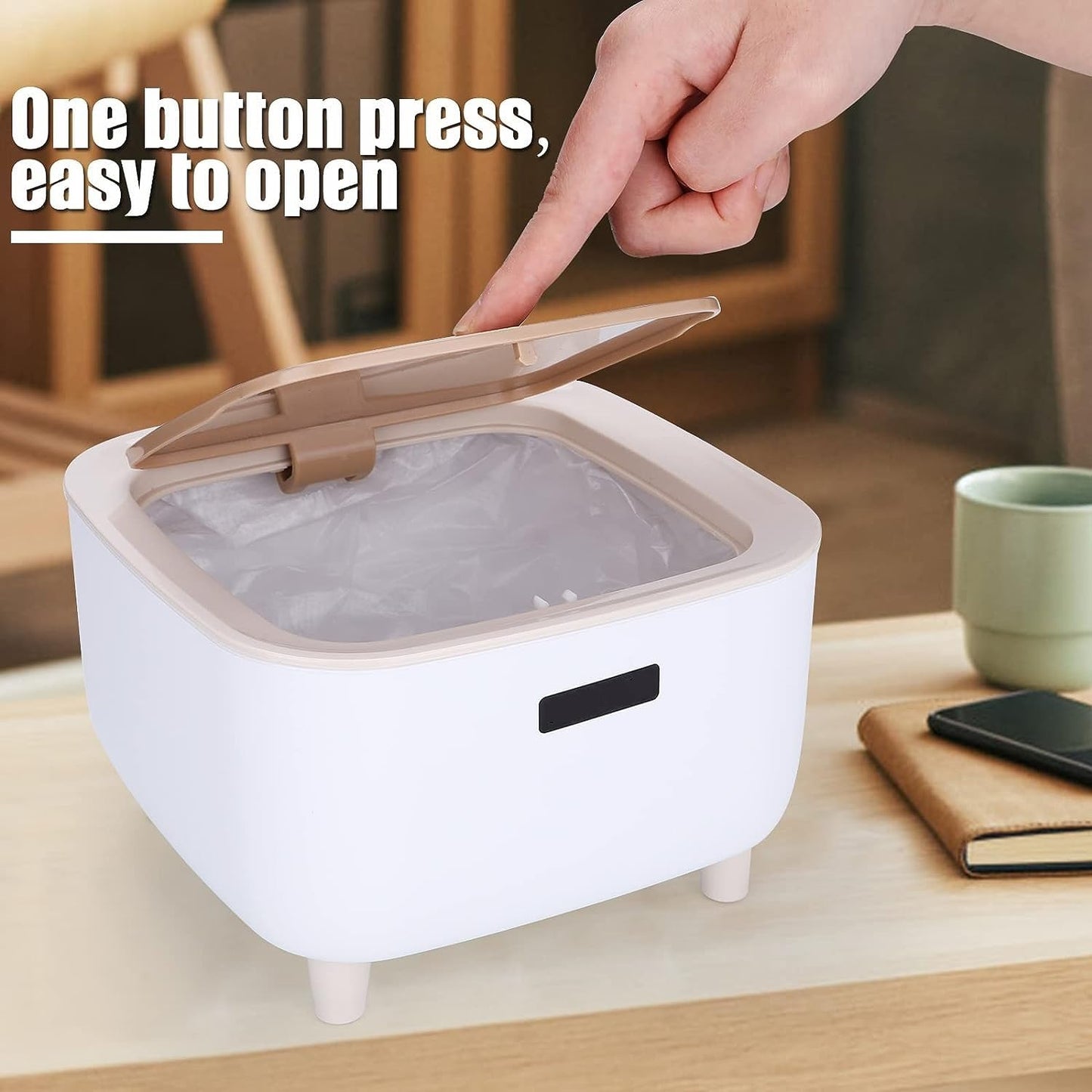 Mini Desktop Dustbin – Compact Table Trash Can with Flip Lid