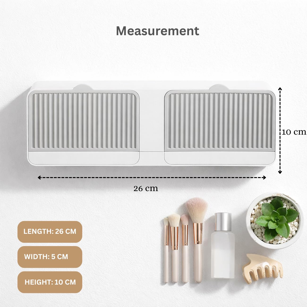 Wall Mounted Soap Holder with Drain Tray & Storage Drawer – Self-Adhesive Bathroom Soap Organizer - Free Shipping