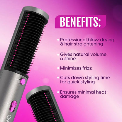3-in-1 Hot Air Hair Styling Brush – Hair Dryer & Volumizing Straightening Comb for Quick Hair Styling