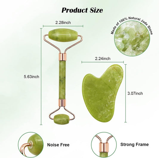Jade Roller & Gua Sha Facial Massage Tool Set