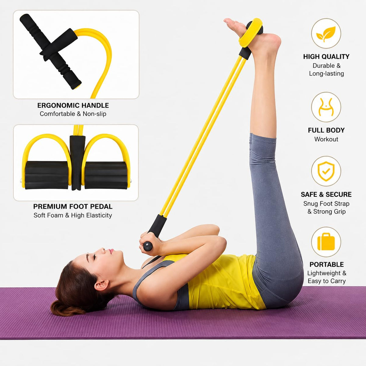 Silicone Tummy Trimmer | Resistance Abdominal Exercise Tool with Foot Pedal