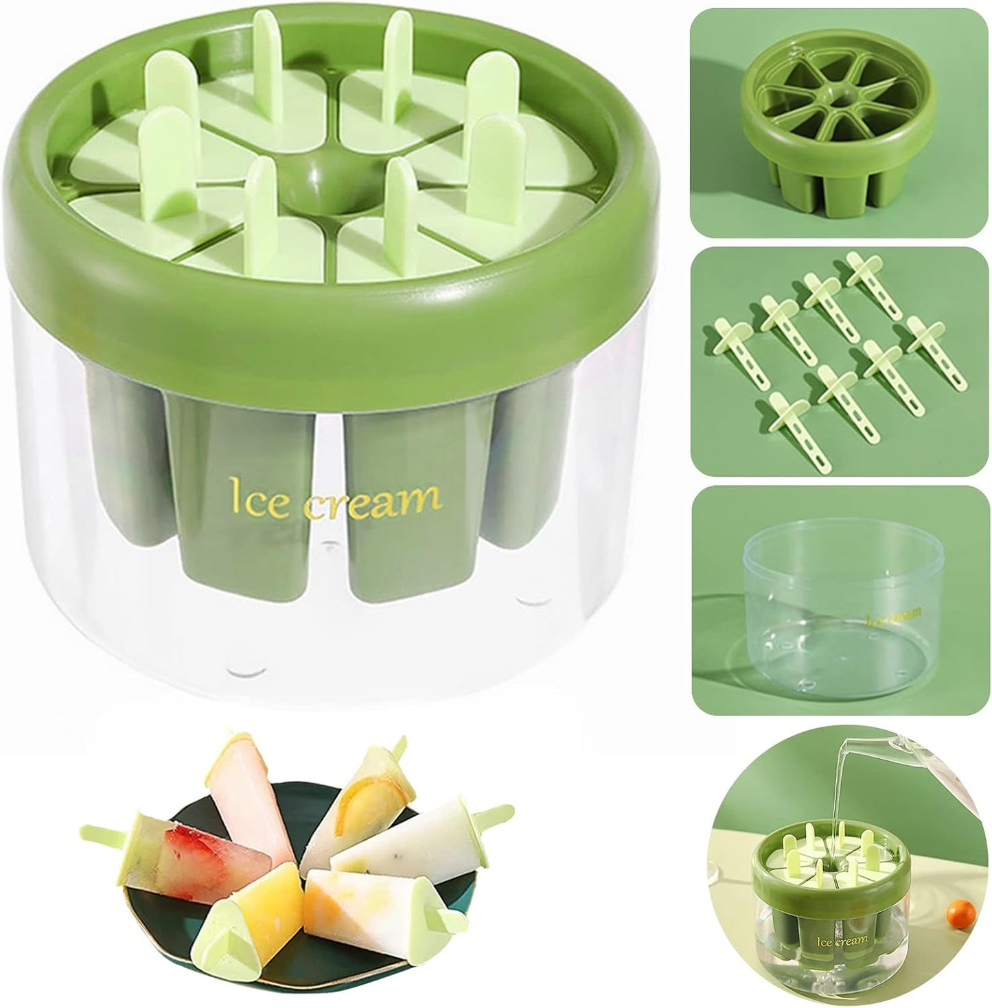 7-Slot Reusable Ice Pop Mold Set with Storage Container – DIY Homemade Popsicle Maker - Free Shipping