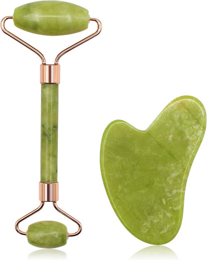Jade Roller & Gua Sha Facial Massage Tool Set