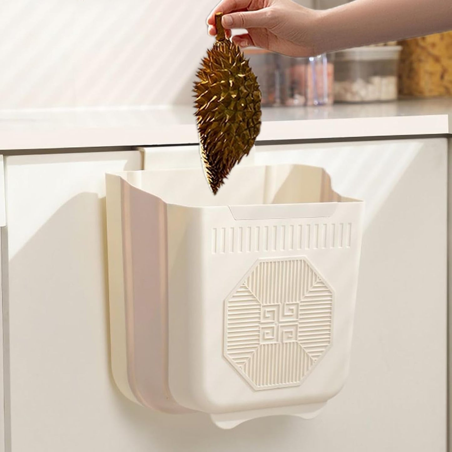 Wall Mounted Kitchen Hanging Trash Bin - Plastic Cabinet Door Waste Bin for Food Scraps & Kitchen Waste