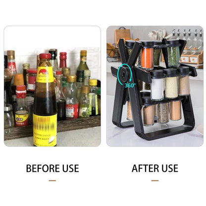 Ferris Wheel Spice Rack Organizer – 360° Rotating Kitchen Seasoning Holder with Glass Jars