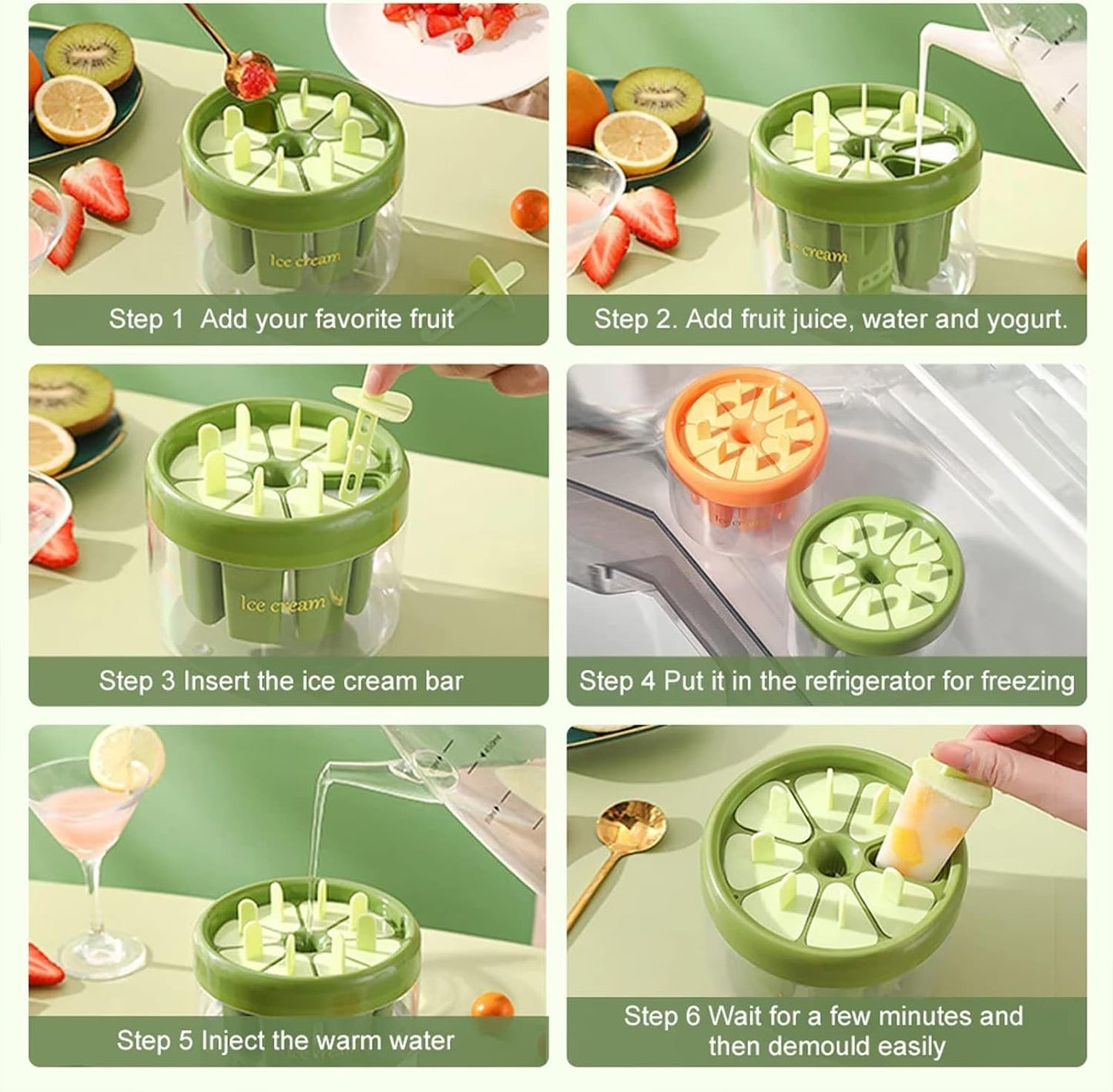 7-Slot Reusable Ice Pop Mold Set with Storage Container – DIY Homemade Popsicle Maker - Free Shipping