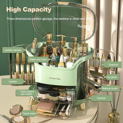 Luxury Cosmetic Organizer – Multi-Layer Makeup Storage Box with Dustproof Cover
