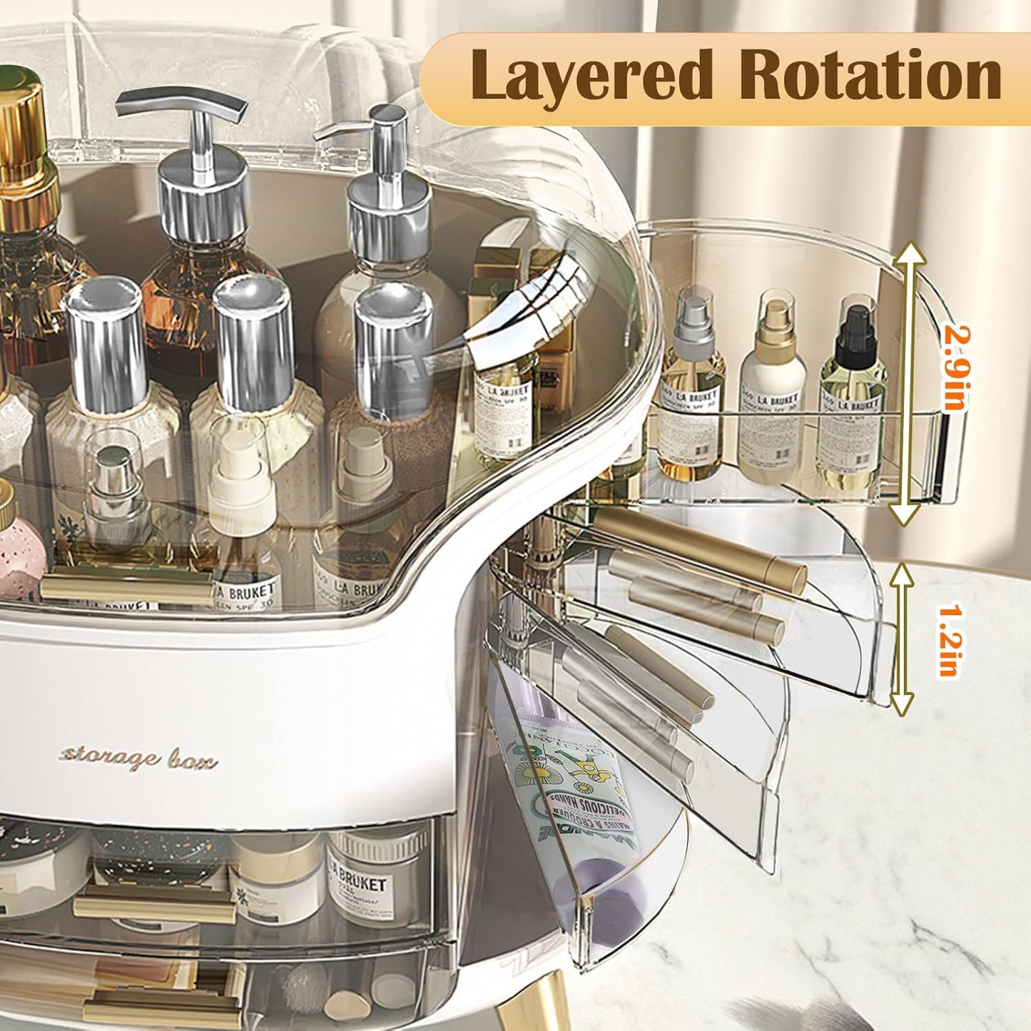 Luxury Cosmetic Organizer – Multi-Layer Makeup Storage Box with Dustproof Cover