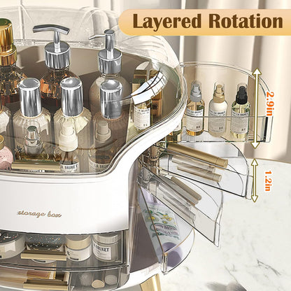 Luxury Cosmetic Organizer – Multi-Layer Makeup Storage Box with Dustproof Cover
