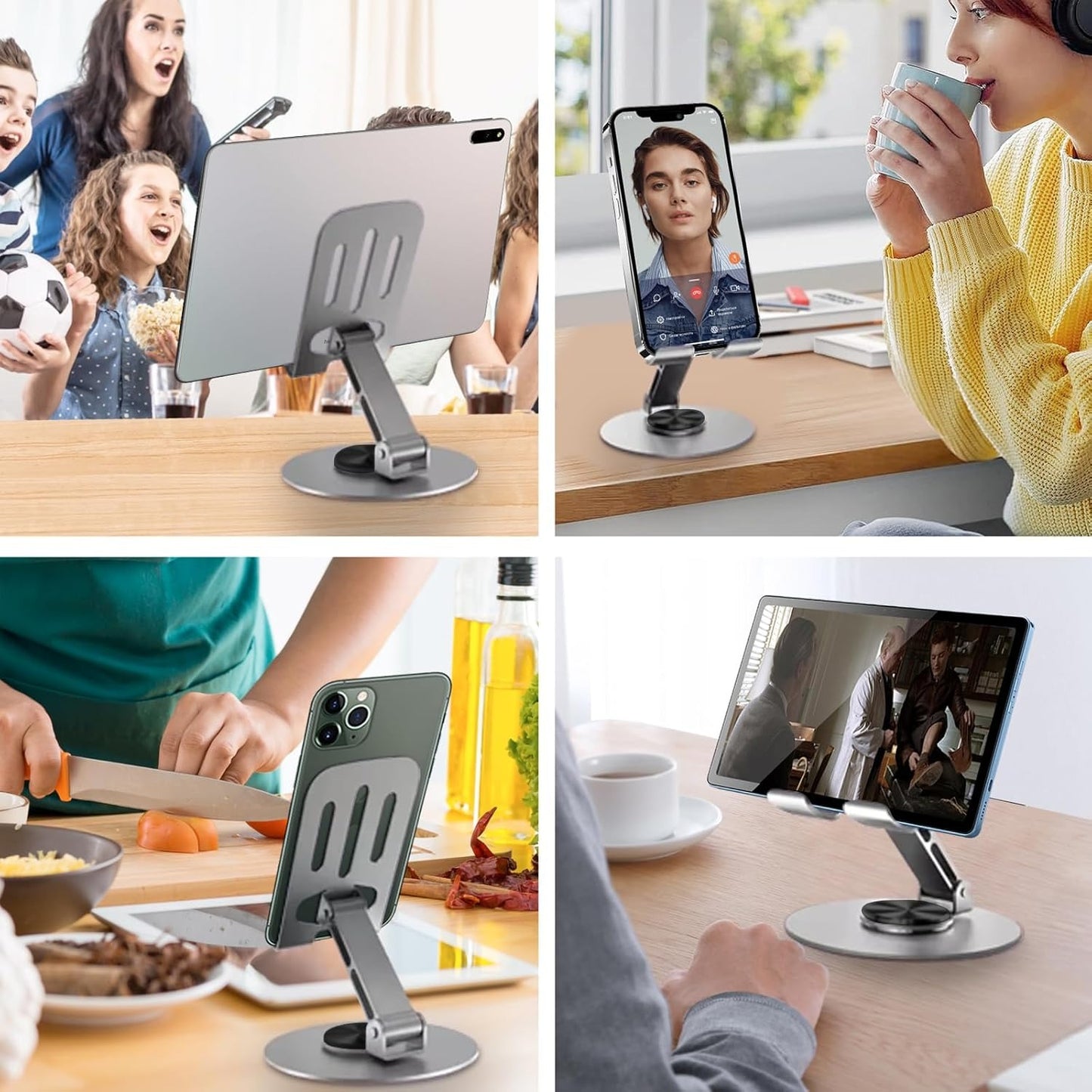 Metal Foldable Mobile Stand – Adjustable Phone Holder for Desk, Kitchen & Office Use | Universal Smartphone Stand