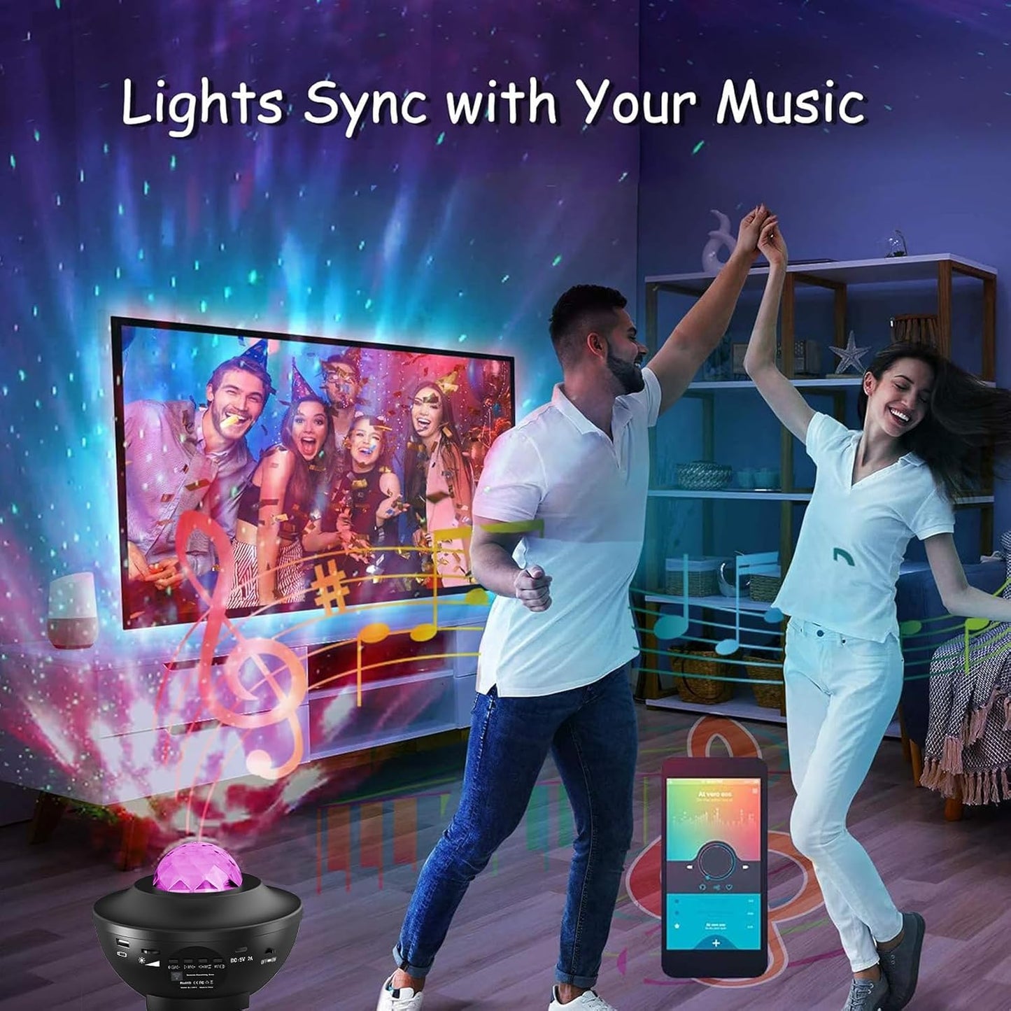 Starry Sky Projector Lamp – USB Galaxy Night Light with Music Speaker – Free Shipping