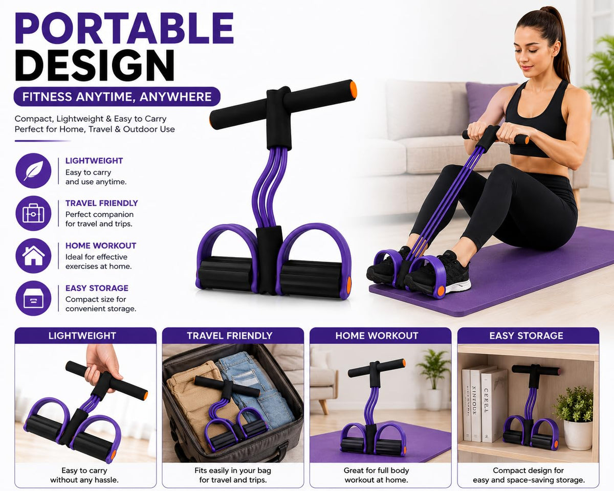Silicone Tummy Trimmer | Resistance Abdominal Exercise Tool with Foot Pedal