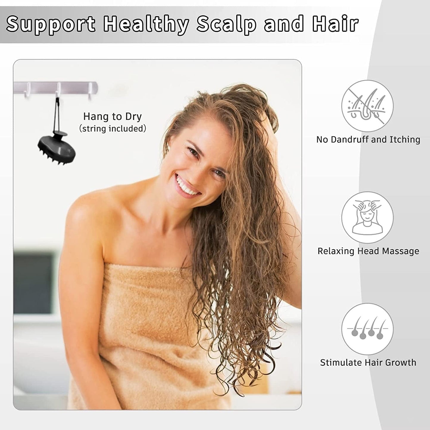 Silicone Scalp Massager Shampoo Brush – Waterproof Hair & Head Massage Scrubber