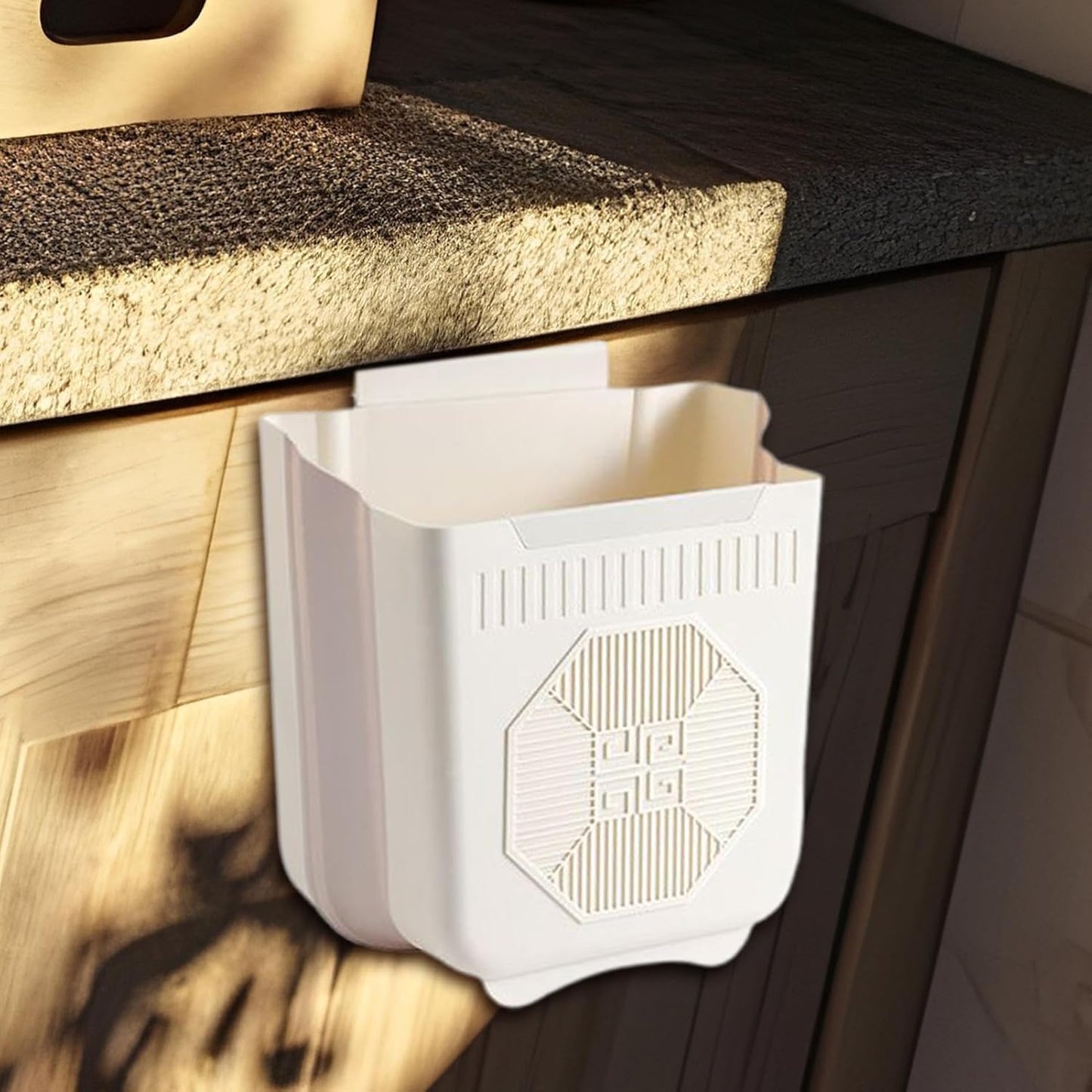 Wall Mounted Kitchen Hanging Trash Bin - Plastic Cabinet Door Waste Bin for Food Scraps & Kitchen Waste