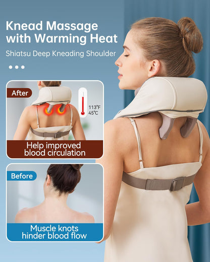 Electric Neck & Shoulder Massager – U-Shaped Portable Massage Device with Heat Function for Comfort Use