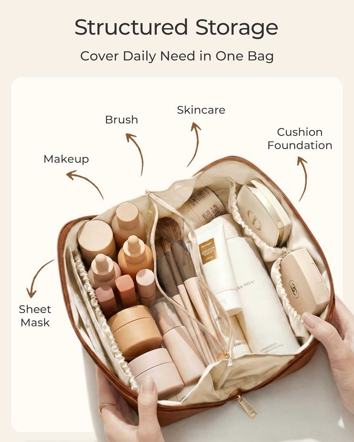 Premium Cosmetic Bag – Spacious Makeup Organizer & Travel Pouch | Free Shipping