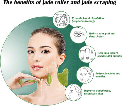 Jade Roller & Gua Sha Facial Massage Tool Set