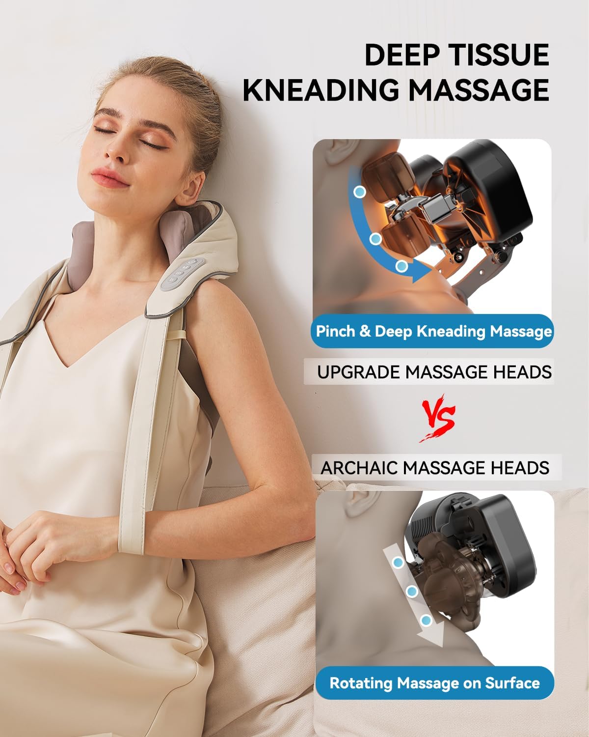 Electric Neck & Shoulder Massager – U-Shaped Portable Massage Device with Heat Function for Comfort Use