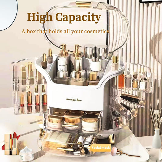 Luxury Cosmetic Organizer – Multi-Layer Makeup Storage Box with Dustproof Cover