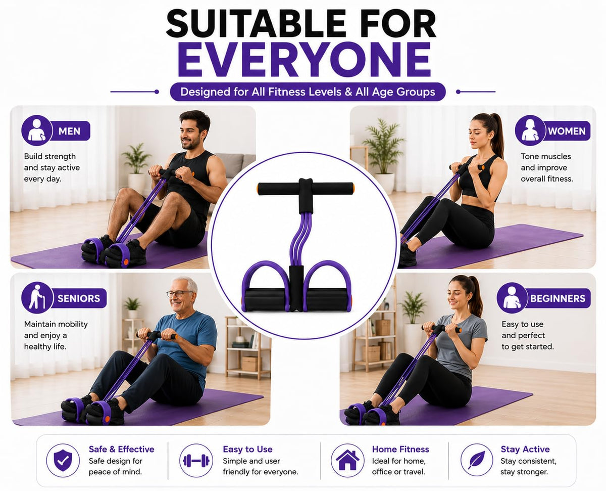 Silicone Tummy Trimmer | Resistance Abdominal Exercise Tool with Foot Pedal