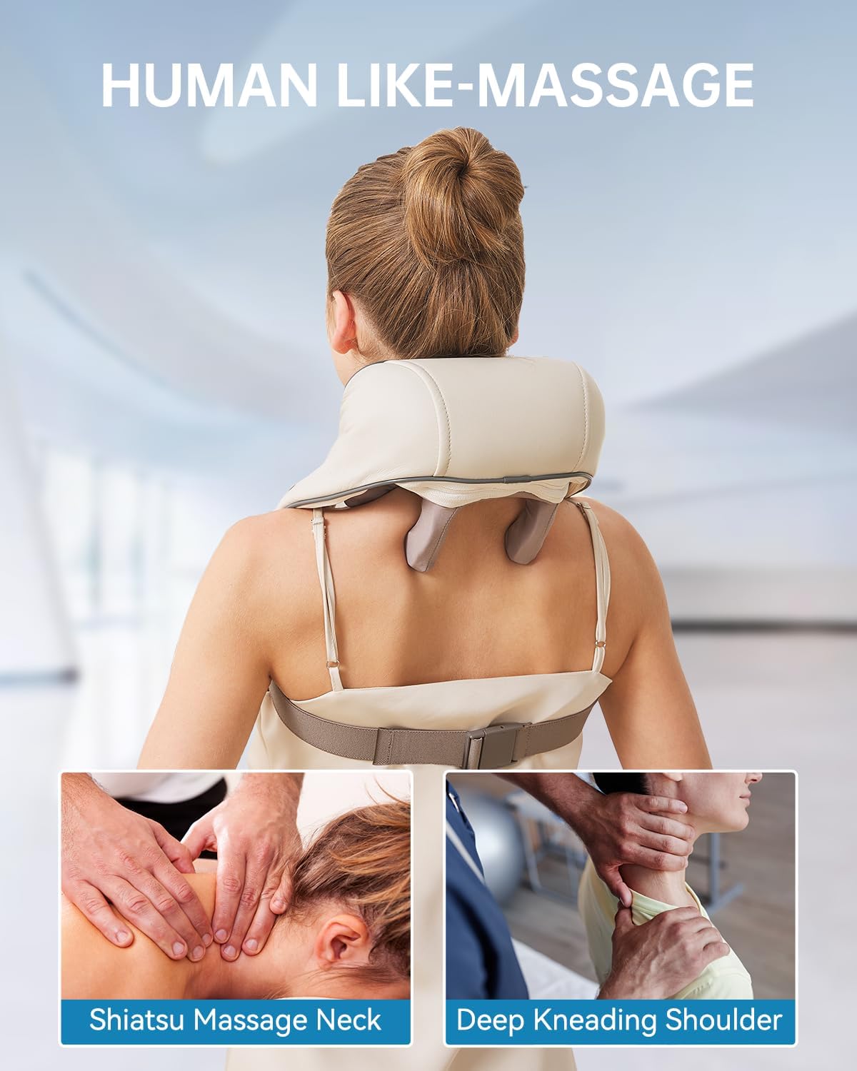 Electric Neck & Shoulder Massager – U-Shaped Portable Massage Device with Heat Function for Comfort Use