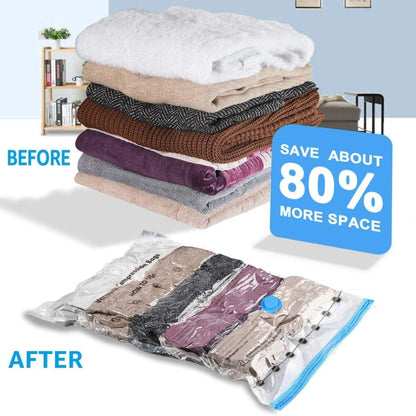 5 Pack Vacuum Storage Bags with Hand Pump – Space Saving Compression Bags for Clothes, Blankets & Bedding