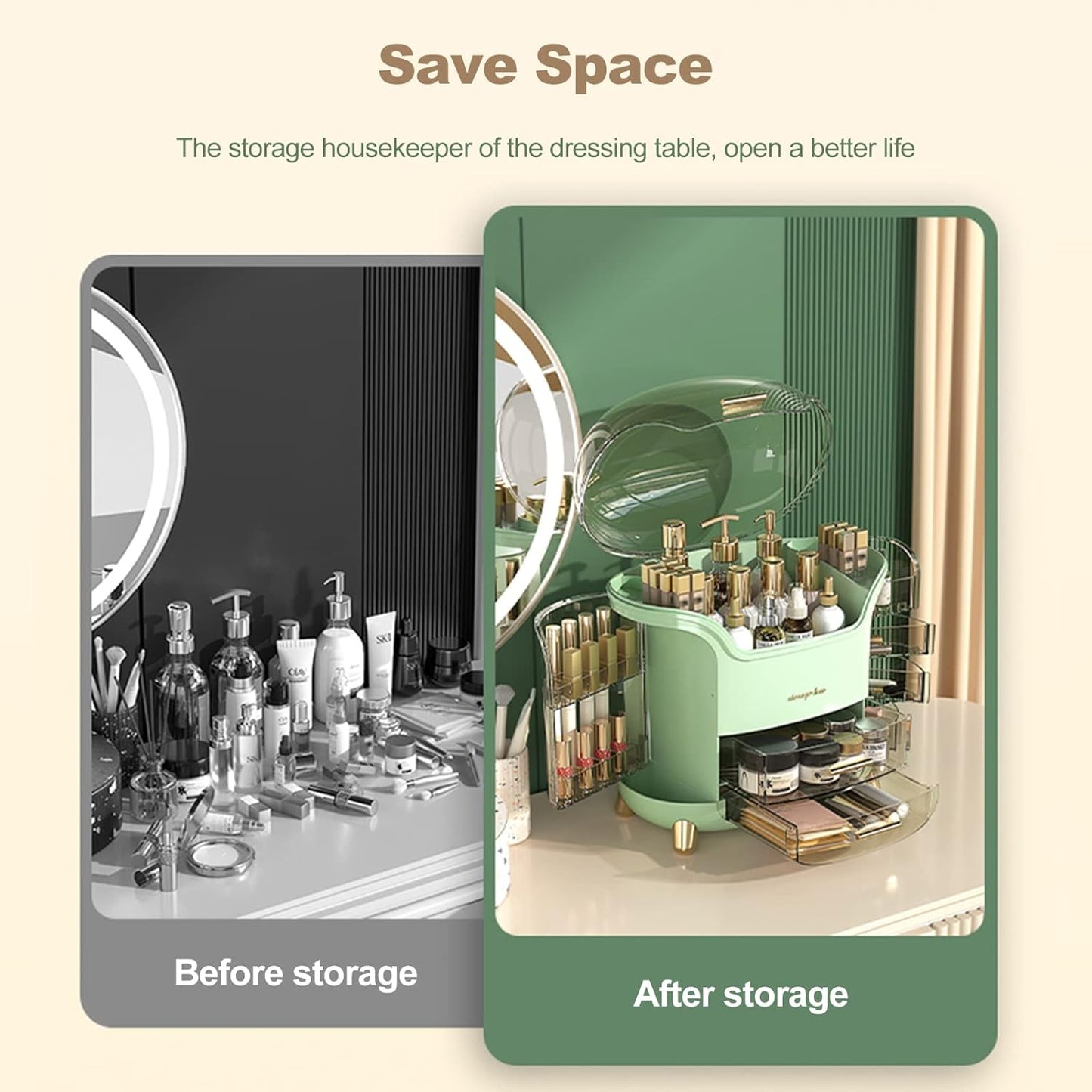 Luxury Cosmetic Organizer – Multi-Layer Makeup Storage Box with Dustproof Cover