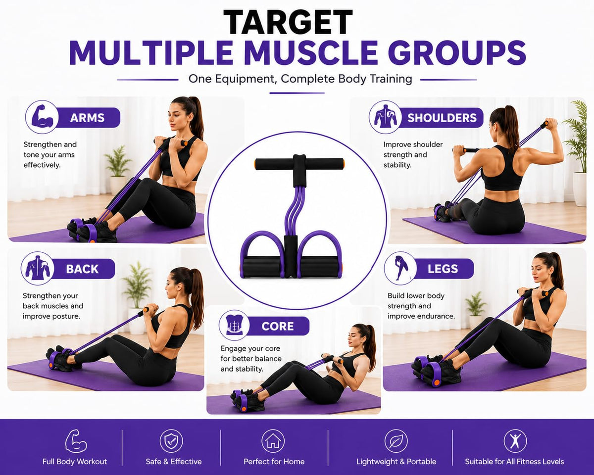 Silicone Tummy Trimmer | Resistance Abdominal Exercise Tool with Foot Pedal