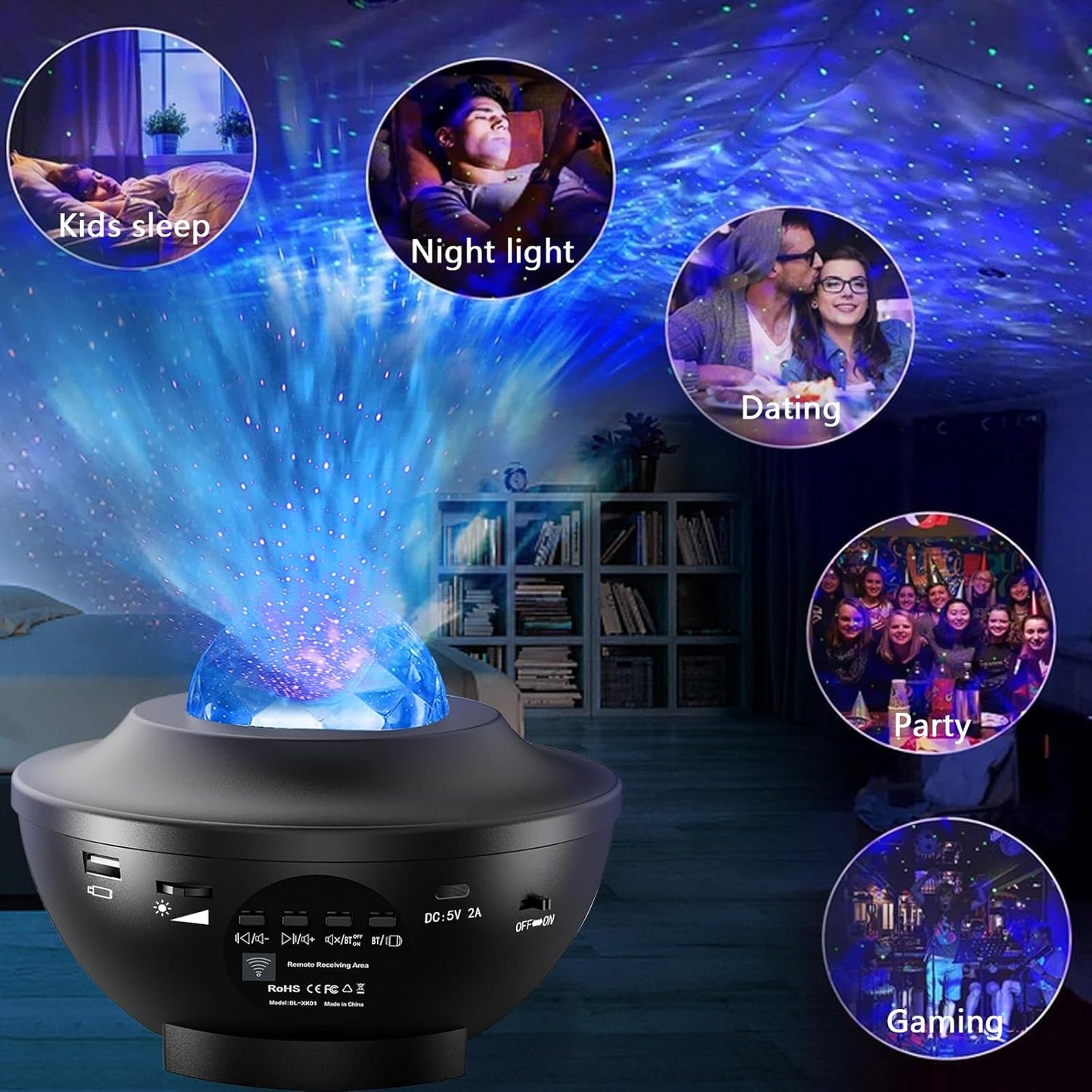 Starry Sky Projector Lamp – USB Galaxy Night Light with Music Speaker – Free Shipping