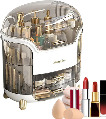 Luxury Cosmetic Organizer – Multi-Layer Makeup Storage Box with Dustproof Cover