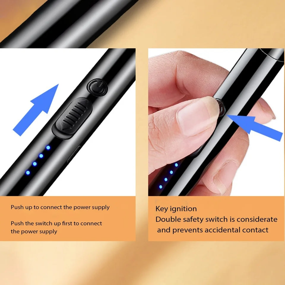 USB Rechargeable Electric Arc Lighter with 360° Flexible Neck – Wind-Resistant BBQ & Kitchen Lighter