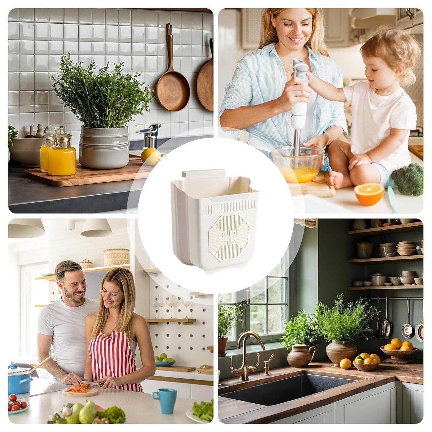 Wall Mounted Kitchen Hanging Trash Bin - Plastic Cabinet Door Waste Bin for Food Scraps & Kitchen Waste