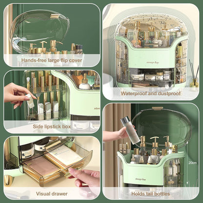 Luxury Cosmetic Organizer – Multi-Layer Makeup Storage Box with Dustproof Cover